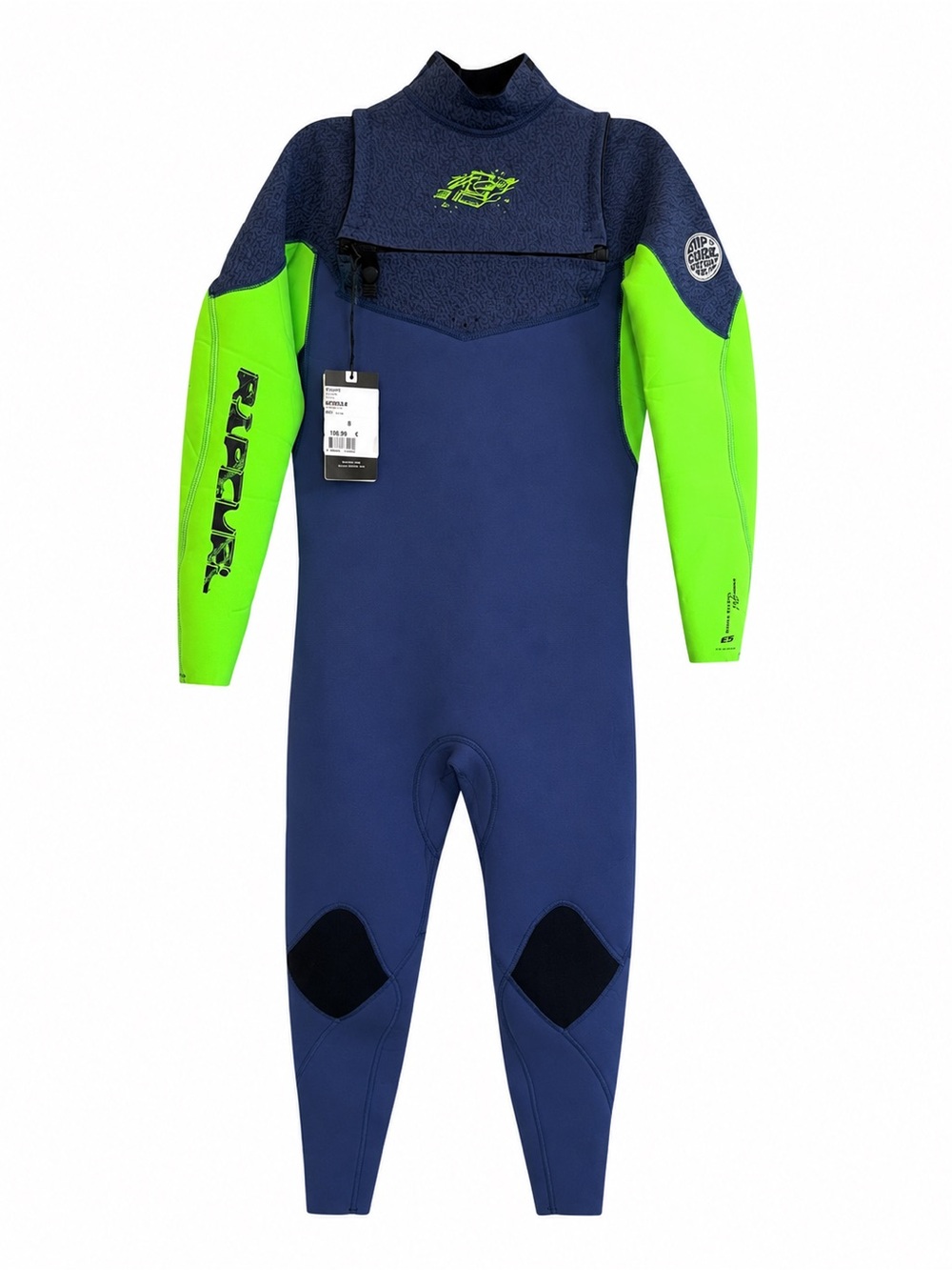 Rip Curl Dawn Patrol Youth 16 4/3 Chest Zip Wetsuit Blue Green NWT - Picture 3 of 12
